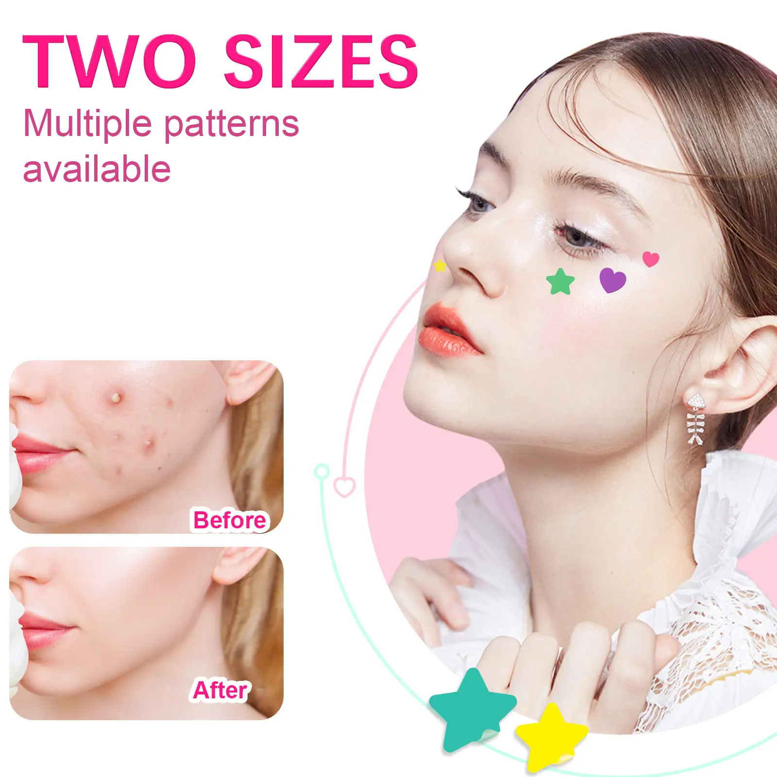 Peach Heart Color Multi-shape Acne Patch