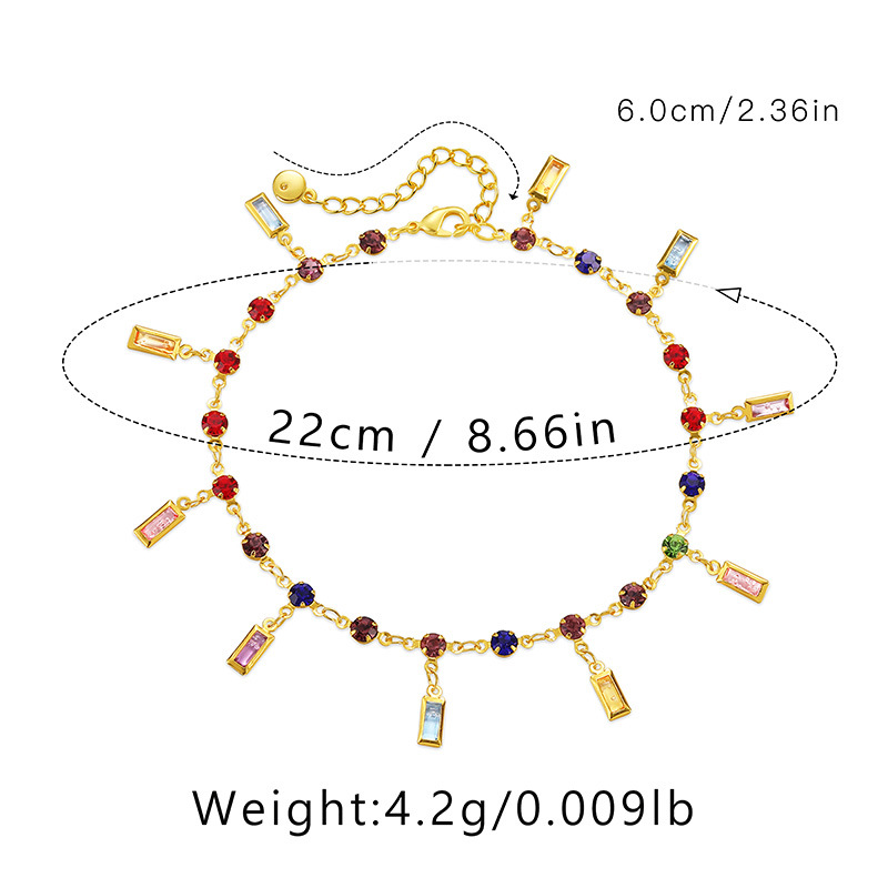 Title 1, Vintage Gold Plated Ankle Chain Color Acrylic 1...