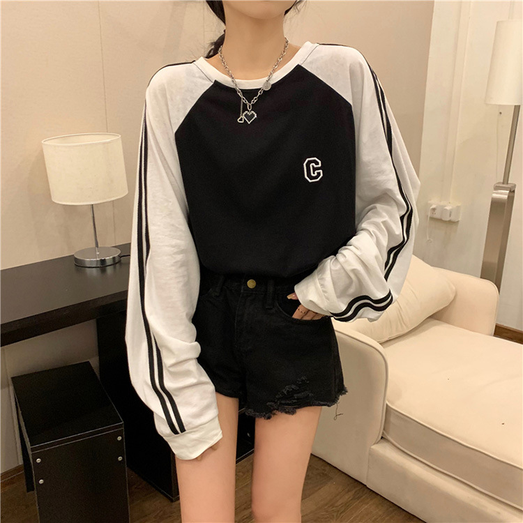 Women's Cotton Korean-style Loose Mid-length Long-sleeved T-shirt