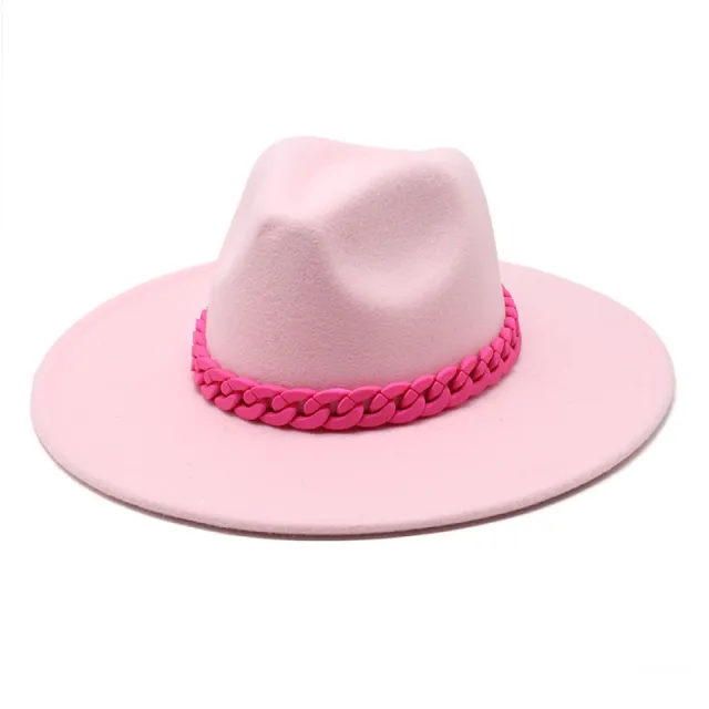 Men's And Women's Large Brim Wool Top Hat Pink - Shop at LoveMi