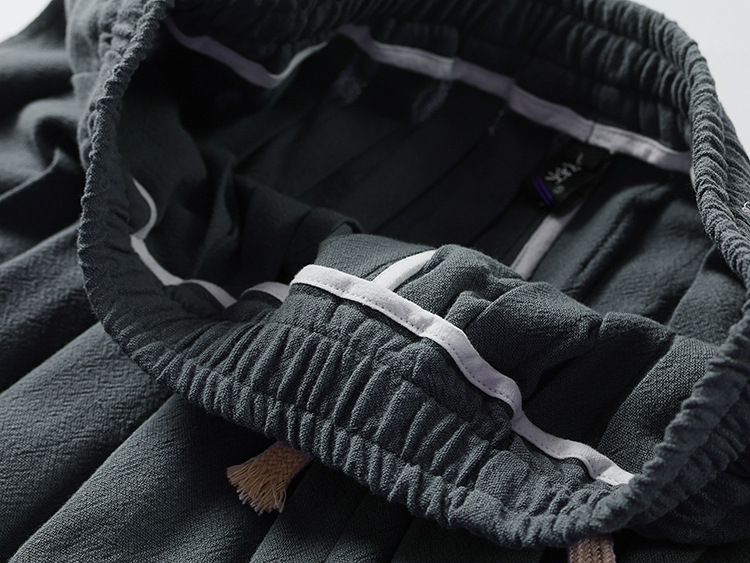 Men's Loose Plus Size Wide-leg Knickerbockers Cotton Linen Straight Tang Suit Casual Pants