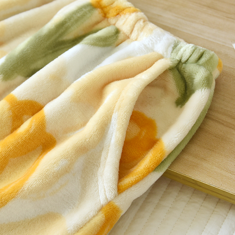 Women's Autumn And Winter Fleece-lined Thick Coral Fleece Warm Pants Flannel Home Pants