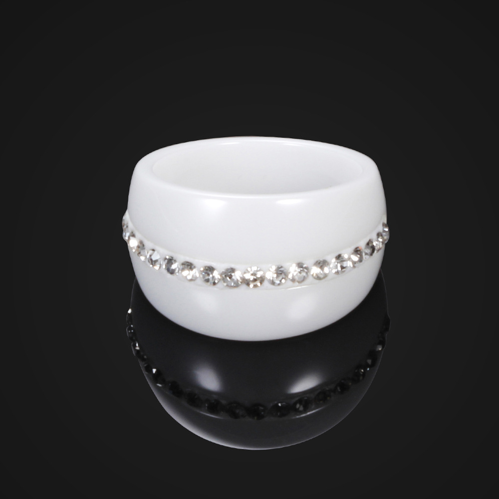 Single Row Diamond-embedded Ceramic Couple Ring Docking Elegant Wholesale