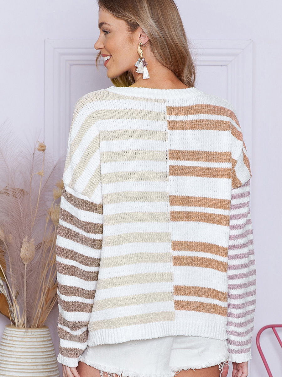 Title 4, Simple Versatile Striped Printed Sweater For Women