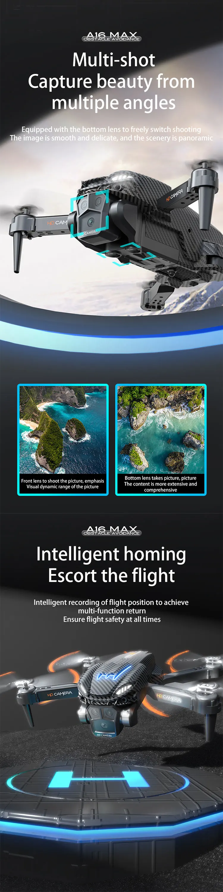 Title 3, Drone A16 com Fluxo Óptico, Três Câmeras, Fotog...