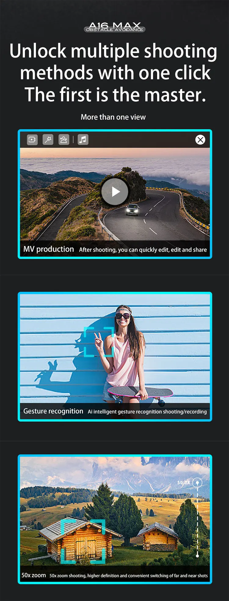 Title 7, Drone A16 com Fluxo Óptico, Três Câmeras, Fotog...