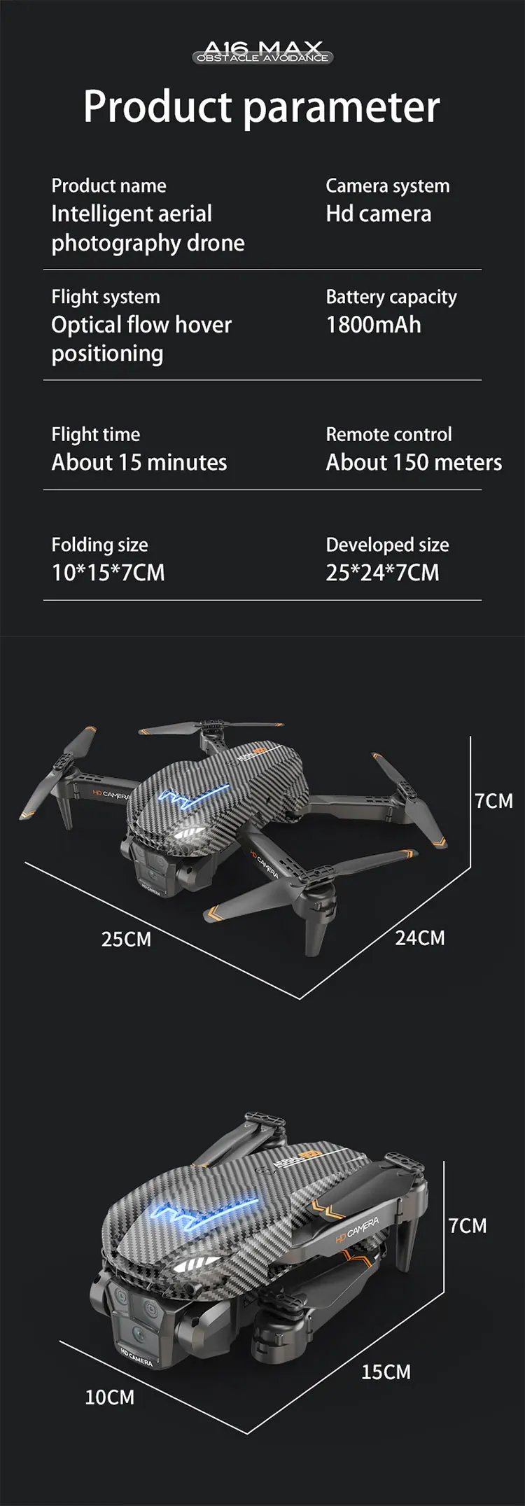 Title 8, Drone A16 com Fluxo Óptico, Três Câmeras, Fotog...