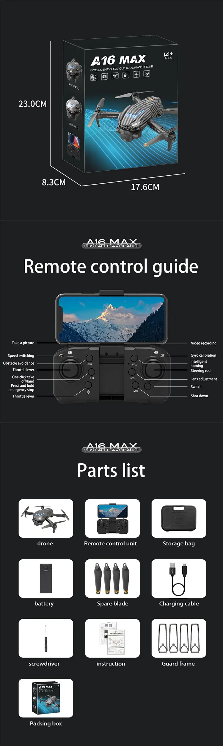 Title 9, Drone A16 com Fluxo Óptico, Três Câmeras, Fotog...