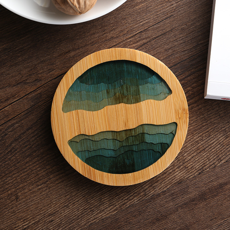 Title 1, Bamboo Tea Coaster Cup Holder Insulation Pad