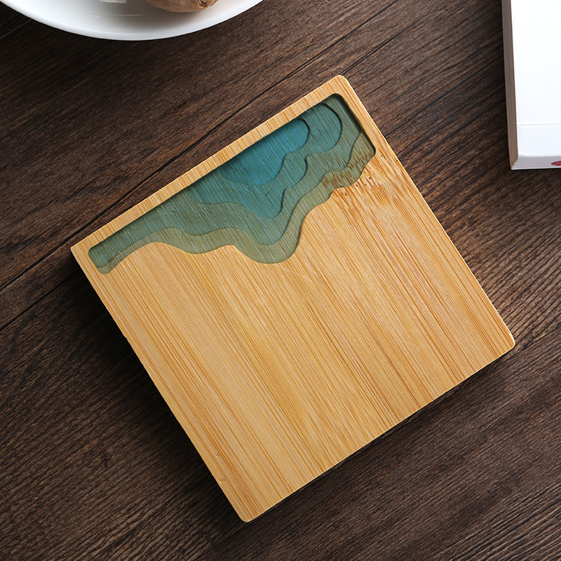 Title 3, Bamboo Tea Coaster Cup Holder Insulation Pad