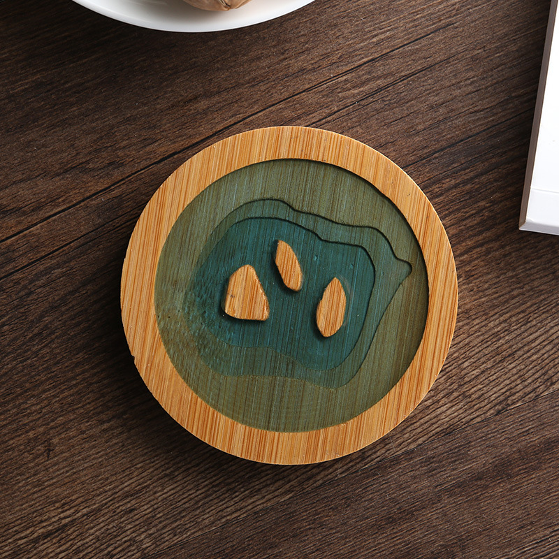 Title 4, Bamboo Tea Coaster Cup Holder Insulation Pad