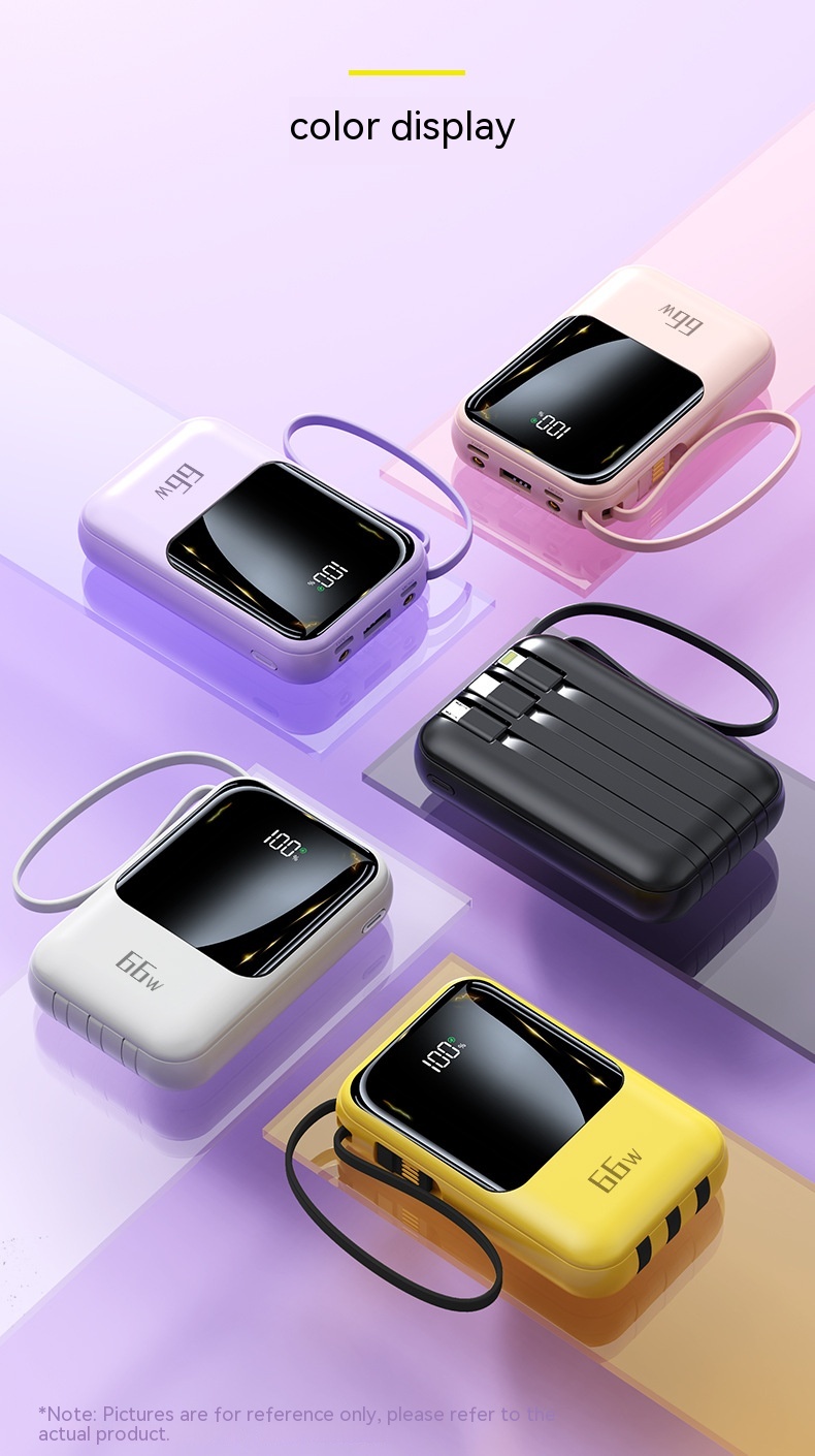 20000MA Large Capacity Mini Comes With Four-wire Power Bank PD66w Super Fast Charge Mobile Power Supply 9