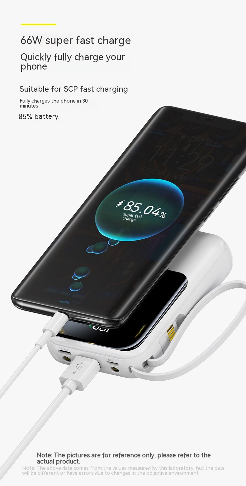 20000MA Large Capacity Mini Comes With Four-wire Power Bank PD66w Super Fast Charge Mobile Power Supply 11