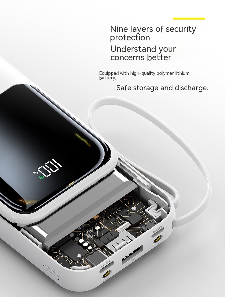 20000MA Large Capacity Mini Comes With Four-wire Power Bank PD66w Super Fast Charge Mobile Power Supply 13