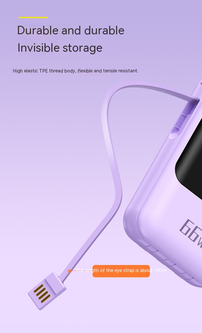 20000MA Large Capacity Mini Comes With Four-wire Power Bank PD66w Super Fast Charge Mobile Power Supply 14