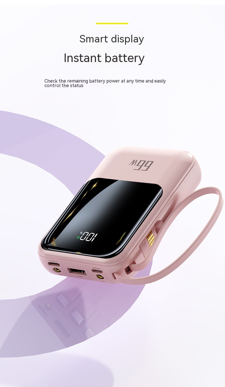 20000MA Large Capacity Mini Comes With Four-wire Power Bank PD66w Super Fast Charge Mobile Power Supply 16