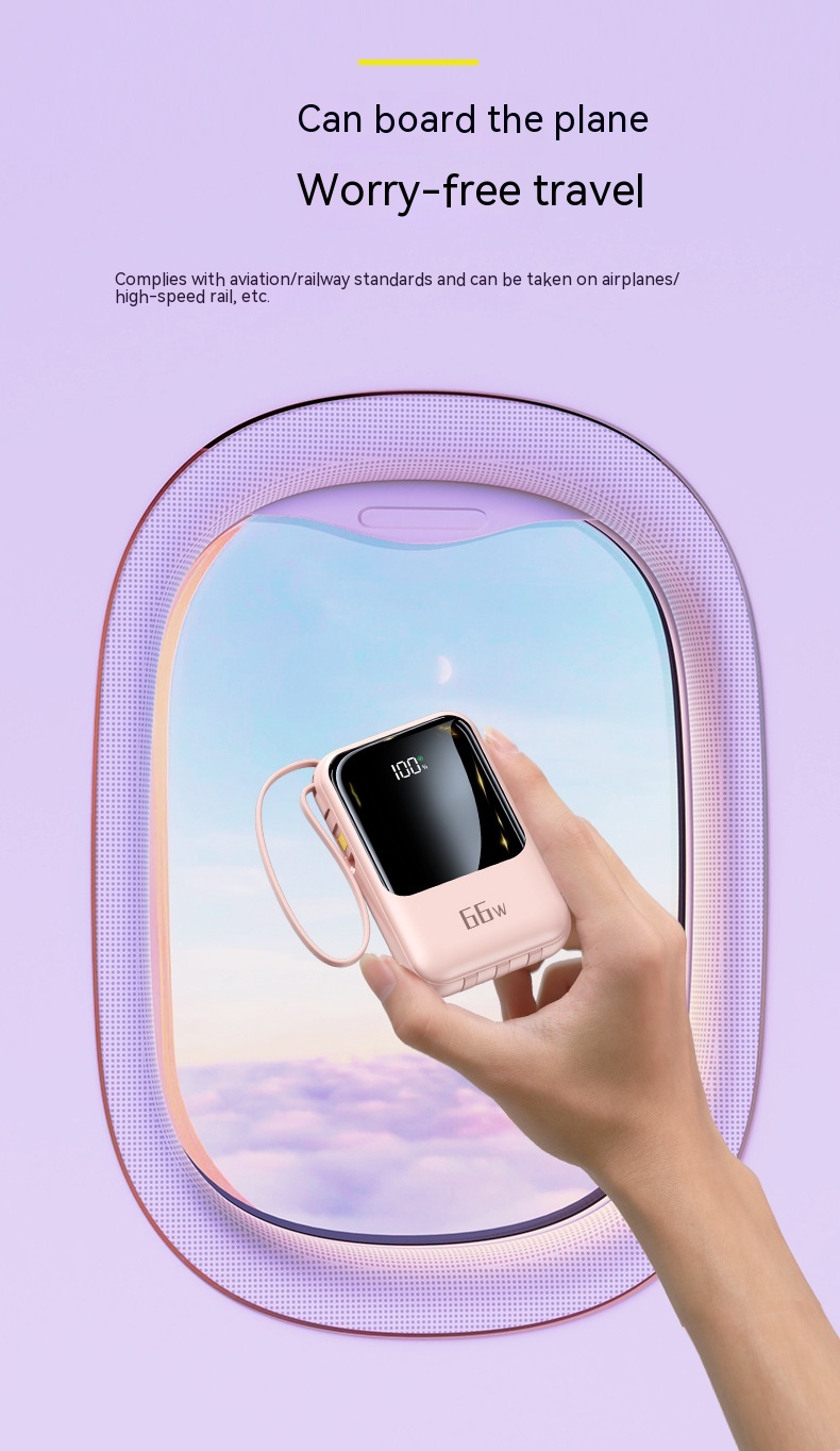 20000MA Large Capacity Mini Comes With Four-wire Power Bank PD66w Super Fast Charge Mobile Power Supply 17