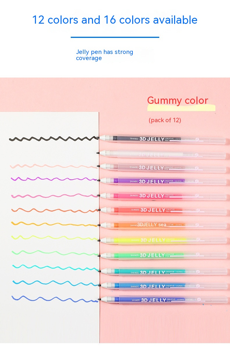 Title 7, 3D Stereo Jelly Pen Fluorescent Pen Stationery ...