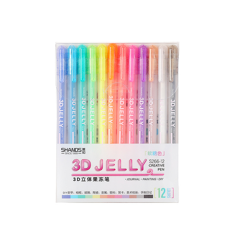 Title 10, 3D Stereo Jelly Pen Fluorescent Pen Stationery ...