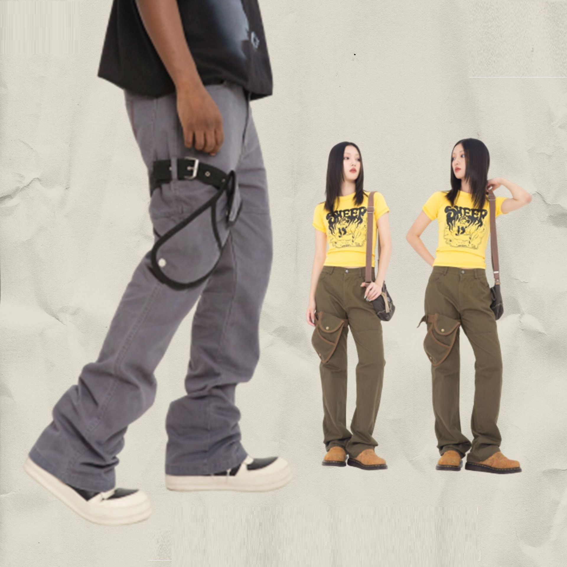 Loose Straight Design Personality Trendy Casual Trousers