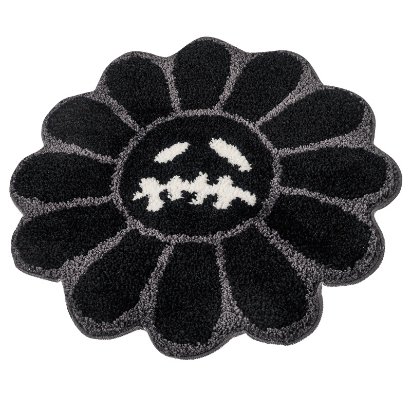 Polyester Halloween Ghost Face Flower Foot Mat Carpet