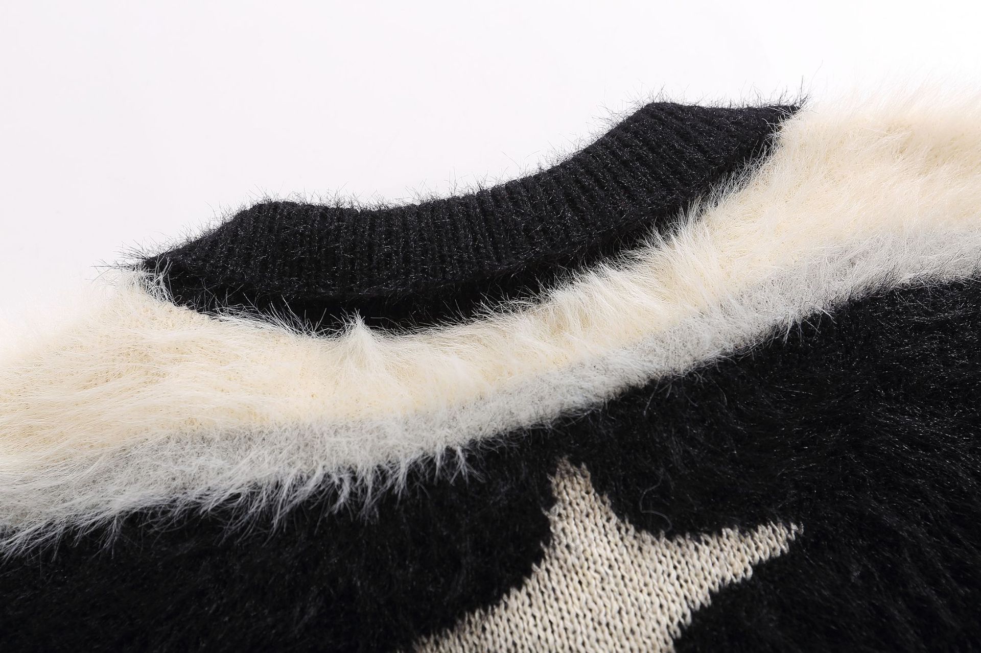 American-style Vintage Fleece-lined Striped XINGX Lapel Sweater