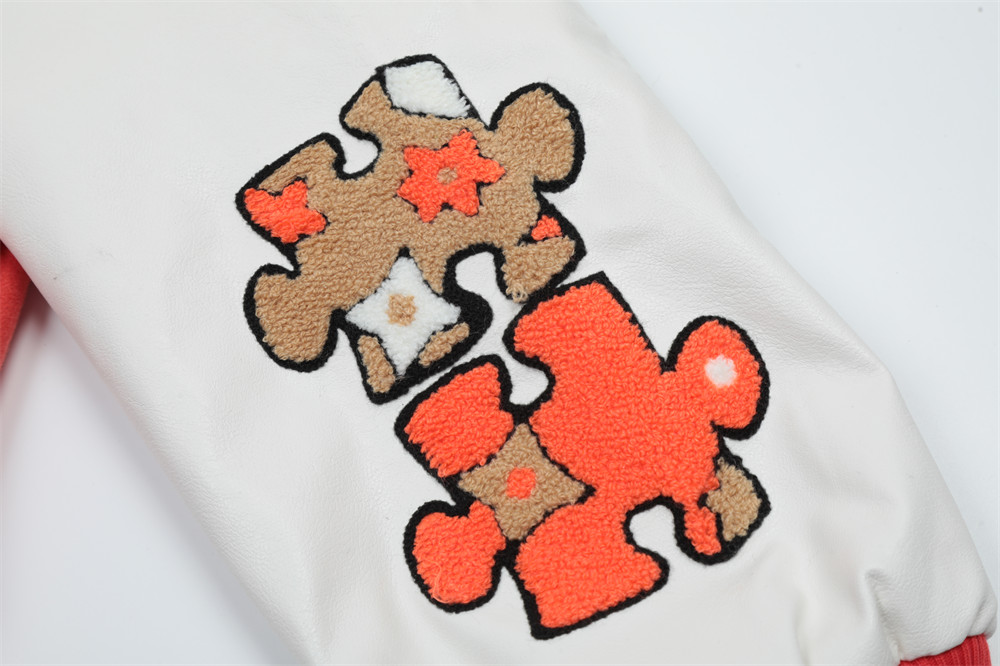 Cartoon Embroidery Contrast Color Stitching Thickening Quilted Baseball Jacket For Men