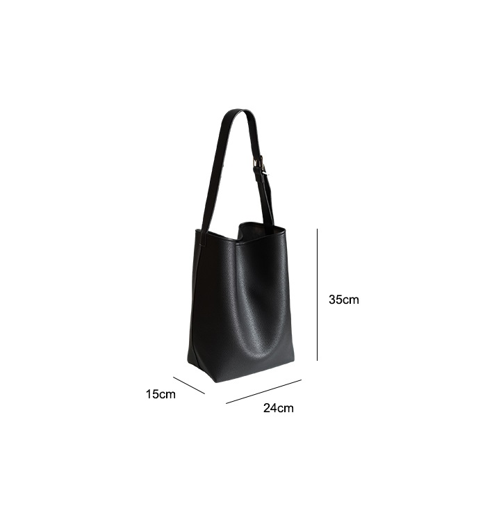 Large Capacity Solid Color Simple Lychee Pattern Bucket Bag — foto 12
