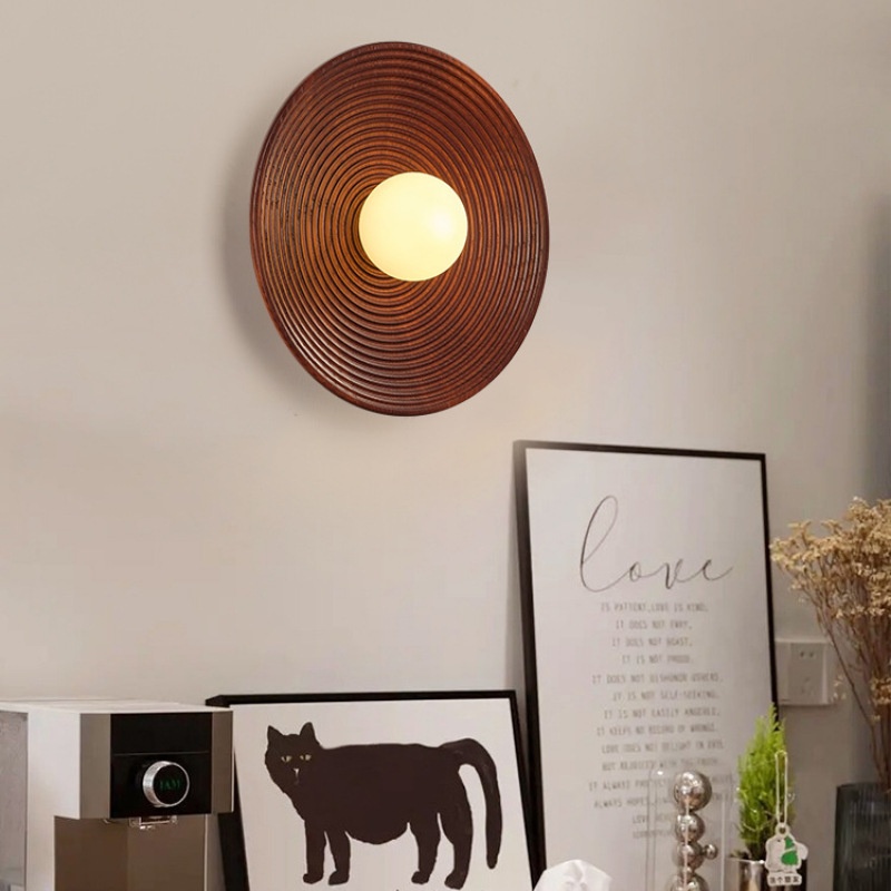 Retro Silent Wind Bedroom Bedhead Solid Wood Wall Lamp Japanese Style - Image 5