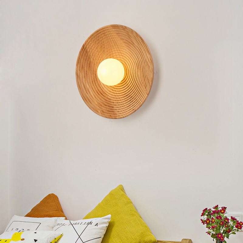 Retro Silent Wind Bedroom Bedhead Solid Wood Wall Lamp Japanese Style - Image 9