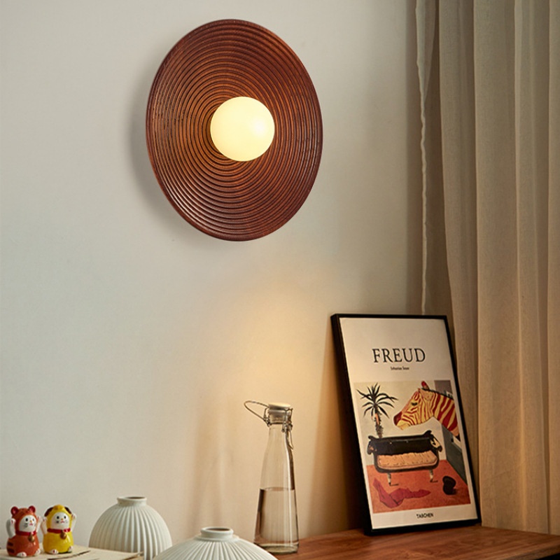 Retro Silent Wind Bedroom Bedhead Solid Wood Wall Lamp Japanese Style - Image 13