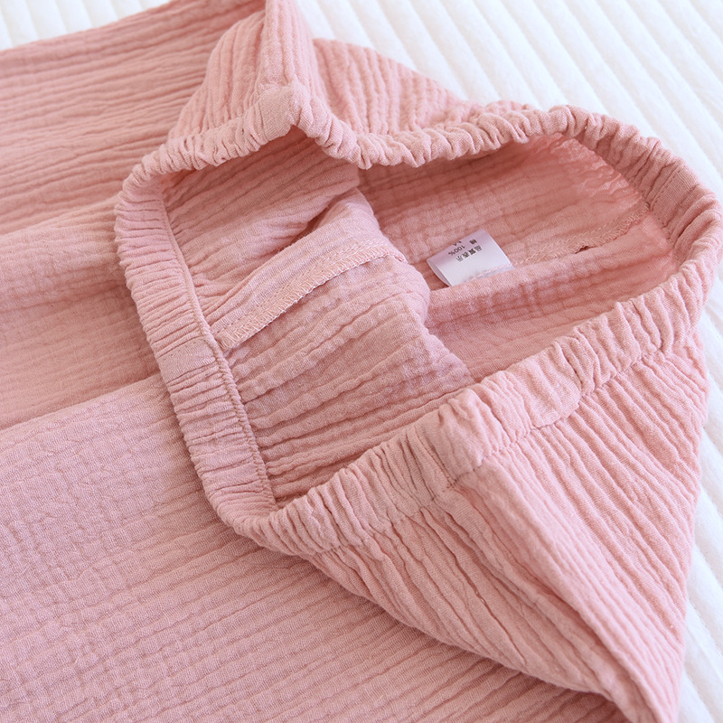 Long Sleeve Cotton Yarn V-neck Kimono Homewear Suit