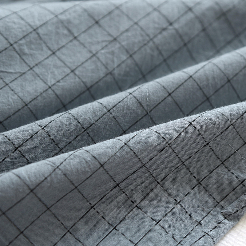 Home Wearable Washed Cotton Plaid Short Pyjama Trousers