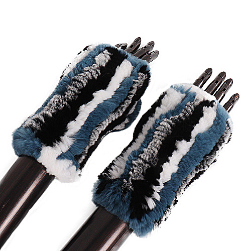 Rex Rabbit Fur Real Fur Cute Half Finger Thickened Gloves