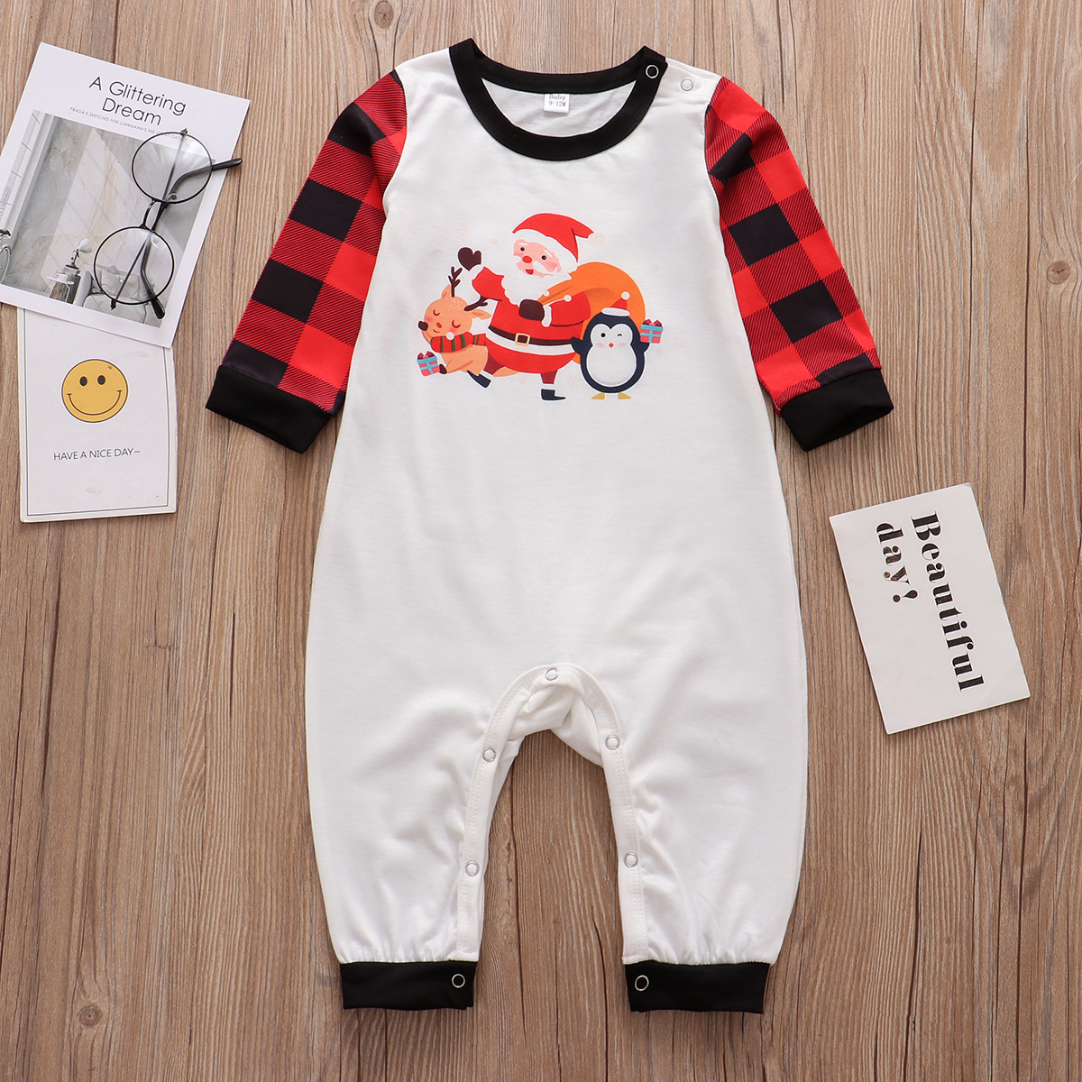 European And American Parent-child Suit Cartoon Santa Claus Printed Plaid Pants Homewear — foto 13