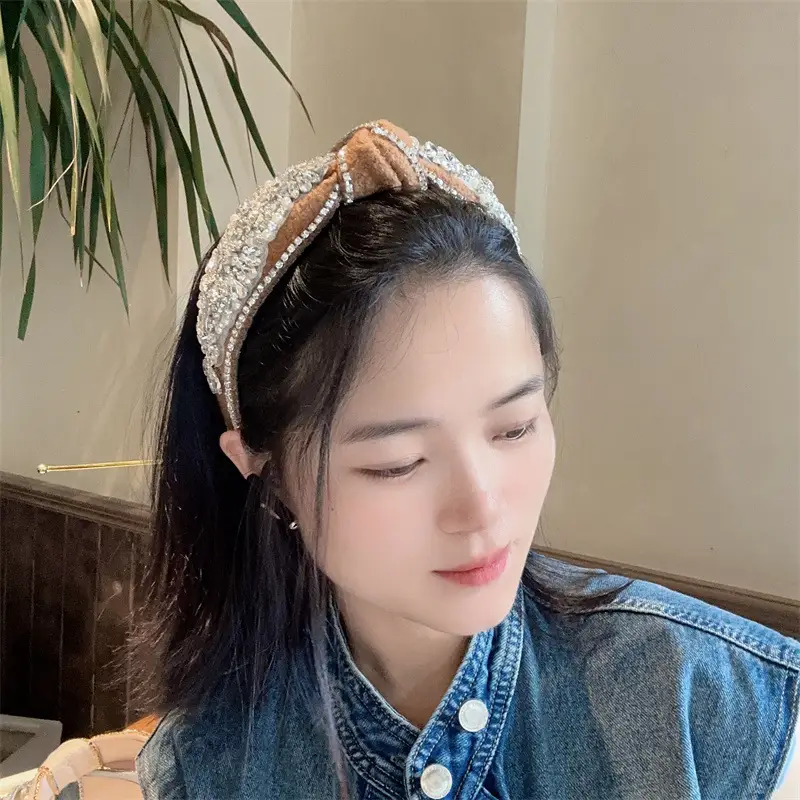 European And American Heavy Industry Rhinestone Knotted Hair Hoop Retro Court