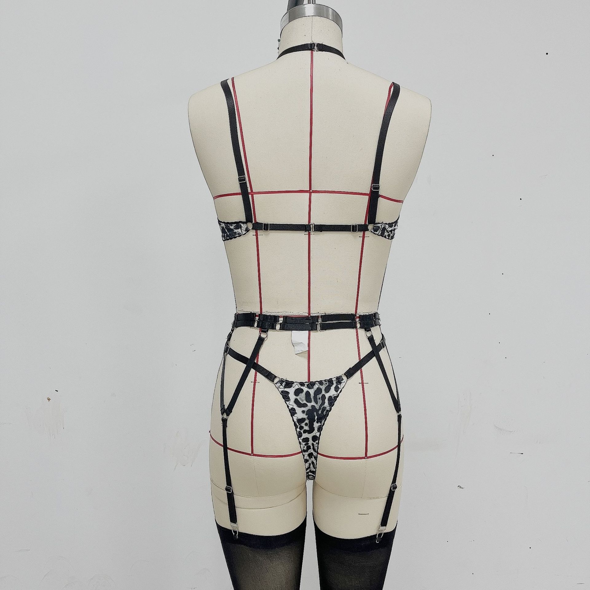 Title 3, Sexy Thin Lace-up Bra Suit Corset Leopard Print...