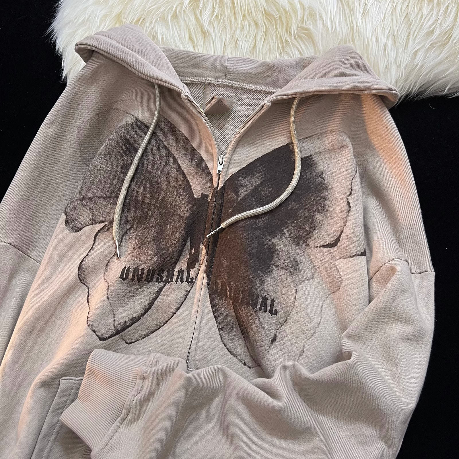 Butterfly Print Hooded Cardigan Sweater Men And Women