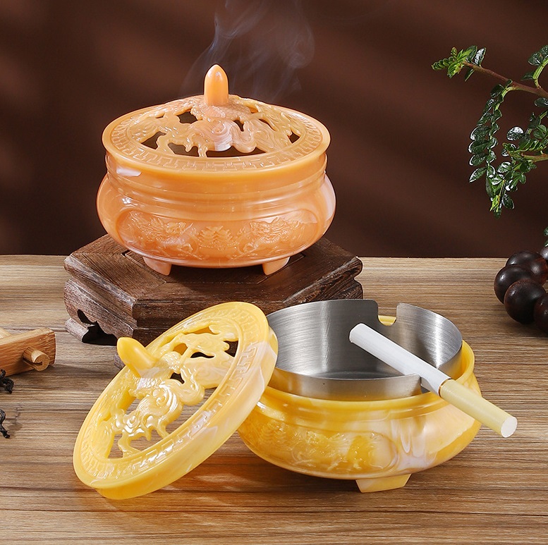 Creative Retro Incense Burner Ashtray Decoration With Lid - Image 14