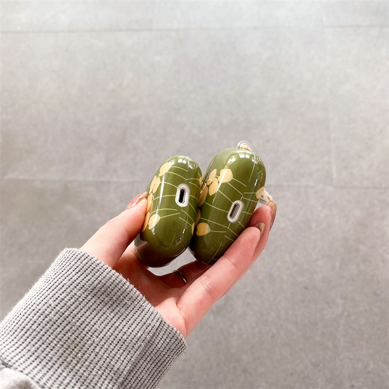 Retro Green Tulip Bluetooth Wireless Earphone Case Pendant Soft Case - Image 12