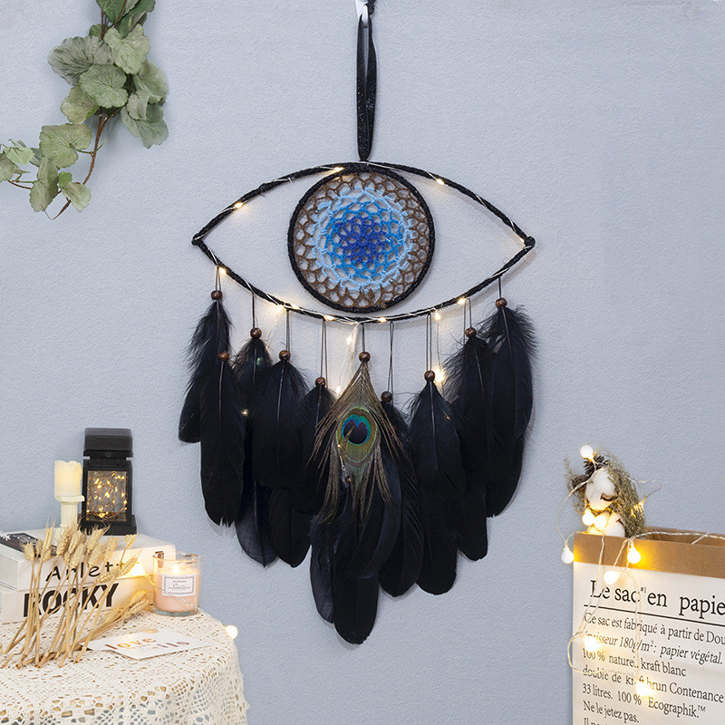 Title 1, Black Feather Blue Eyes Dreamcatcher Ethnic Sty...