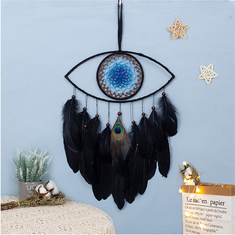 Title 2, Black Feather Blue Eyes Dreamcatcher Ethnic Sty...