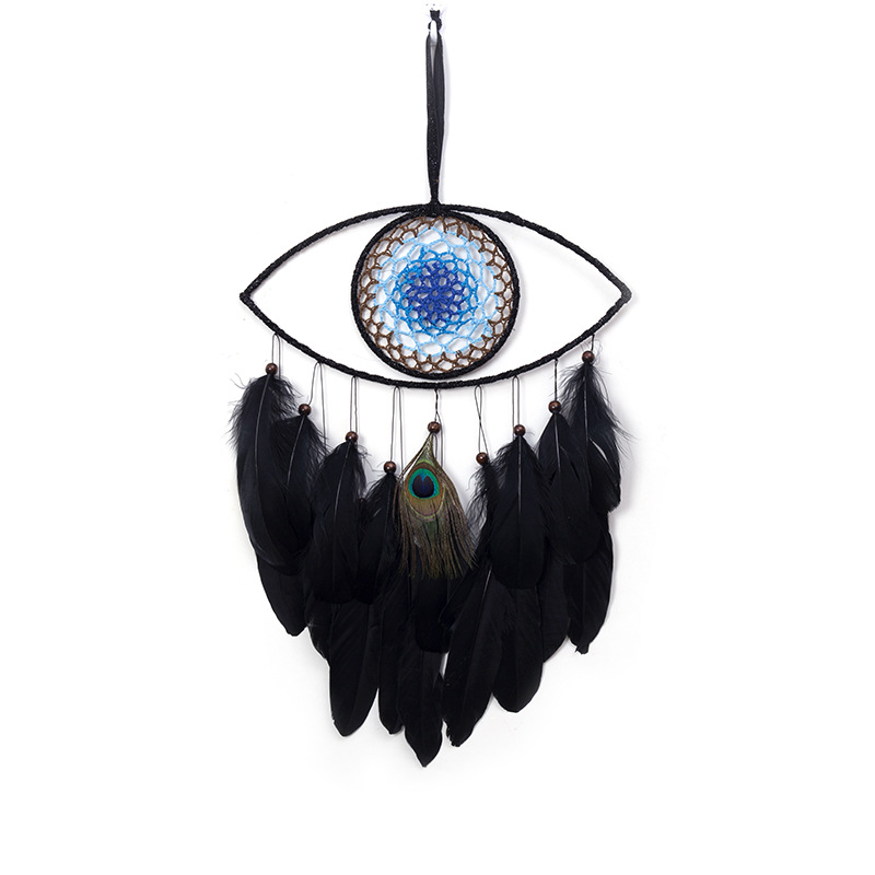 Title 6, Black Feather Blue Eyes Dreamcatcher Ethnic Sty...