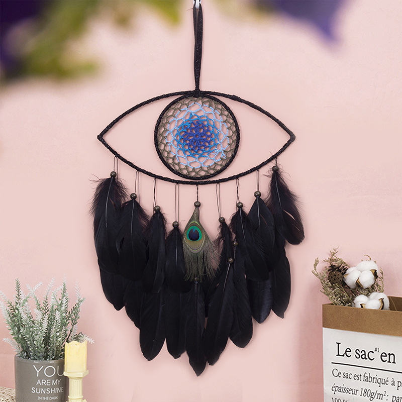 Title 7, Black Feather Blue Eyes Dreamcatcher Ethnic Sty...