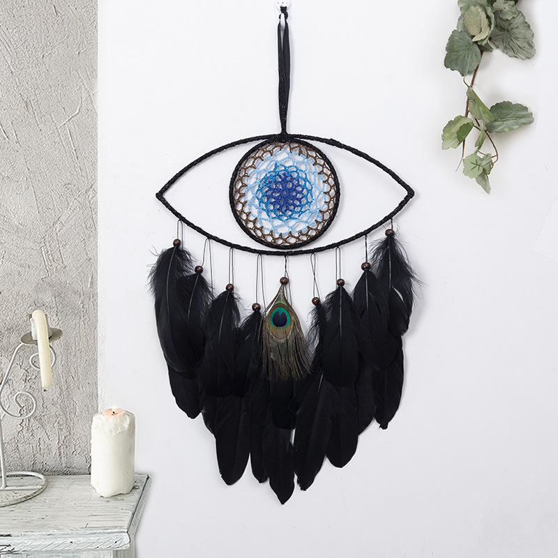 Title 8, Black Feather Blue Eyes Dreamcatcher Ethnic Sty...