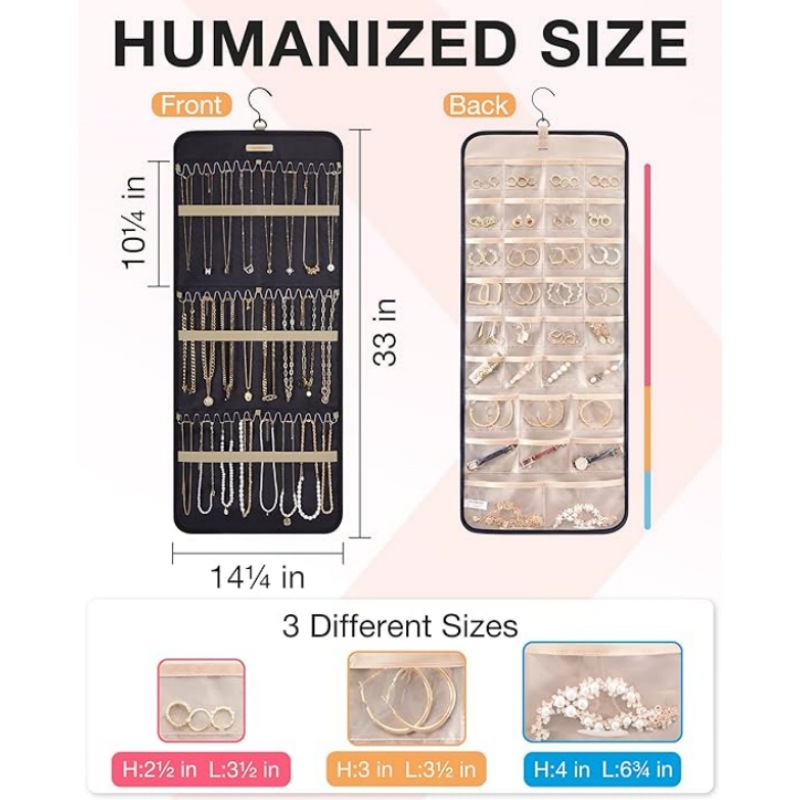 Double-sided Jewelry Large Capacity Jewellery Pouch