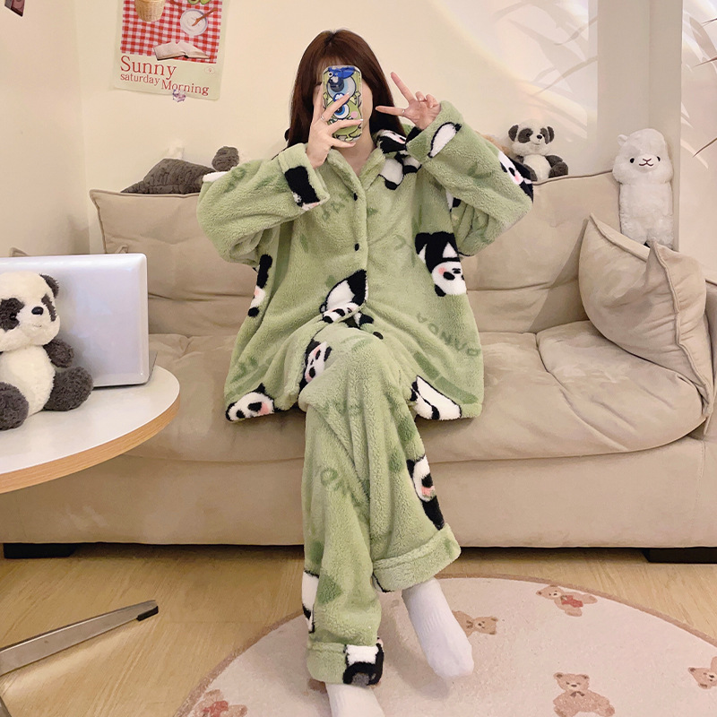 Title 2, Panda Coral Velvet Pajamas Women