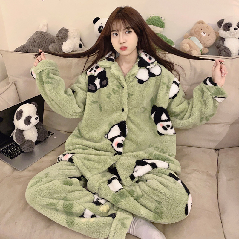 Title 3, Panda Coral Velvet Pajamas Women