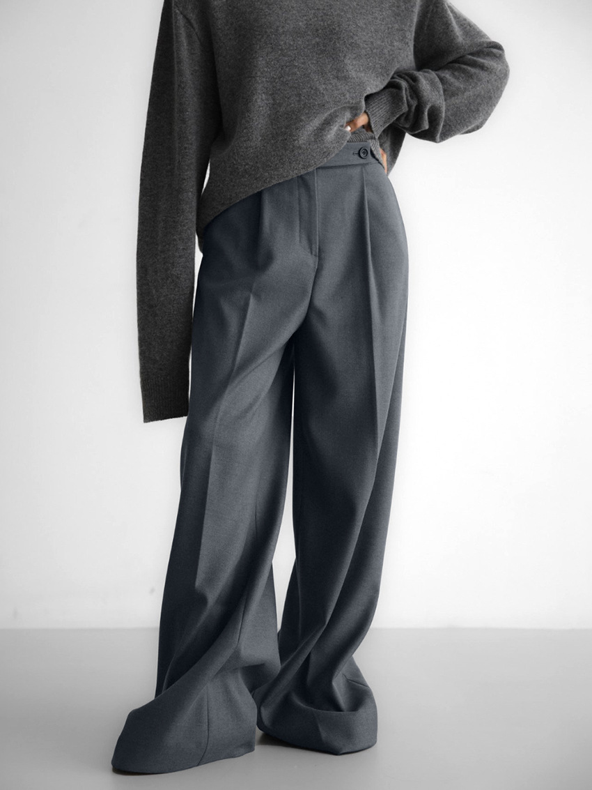 Retro Classic Solid Color Commute Loose Suit Pants