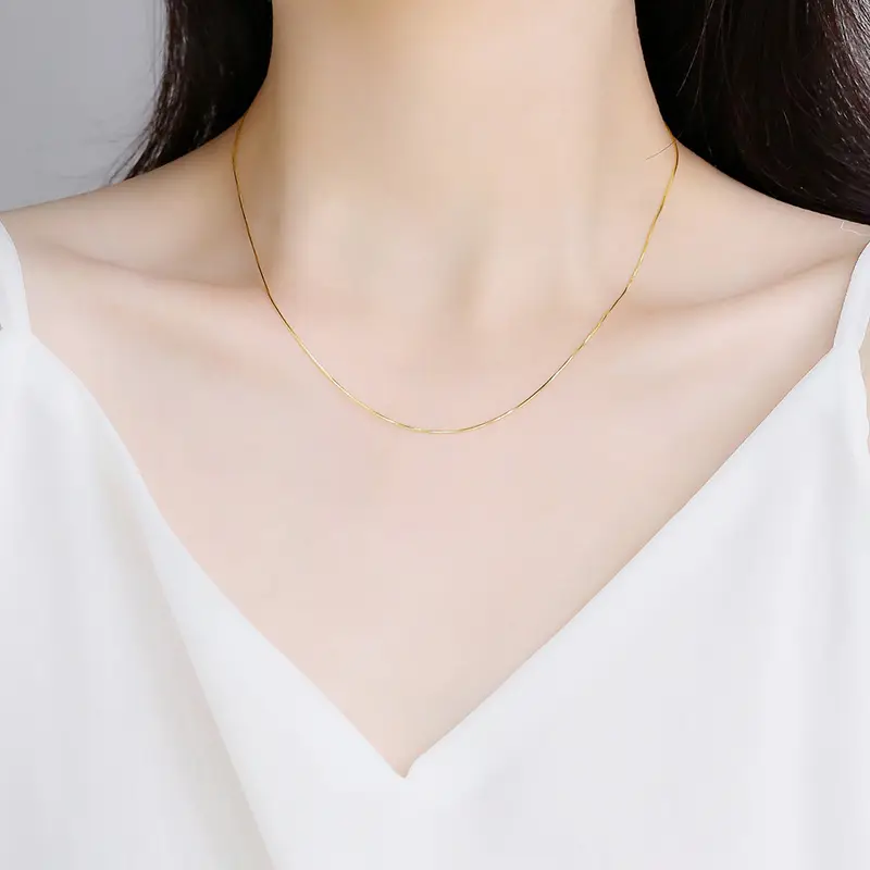 18K Gold Necklace Women's 925 Sterling Silver Gold Plated Chain
